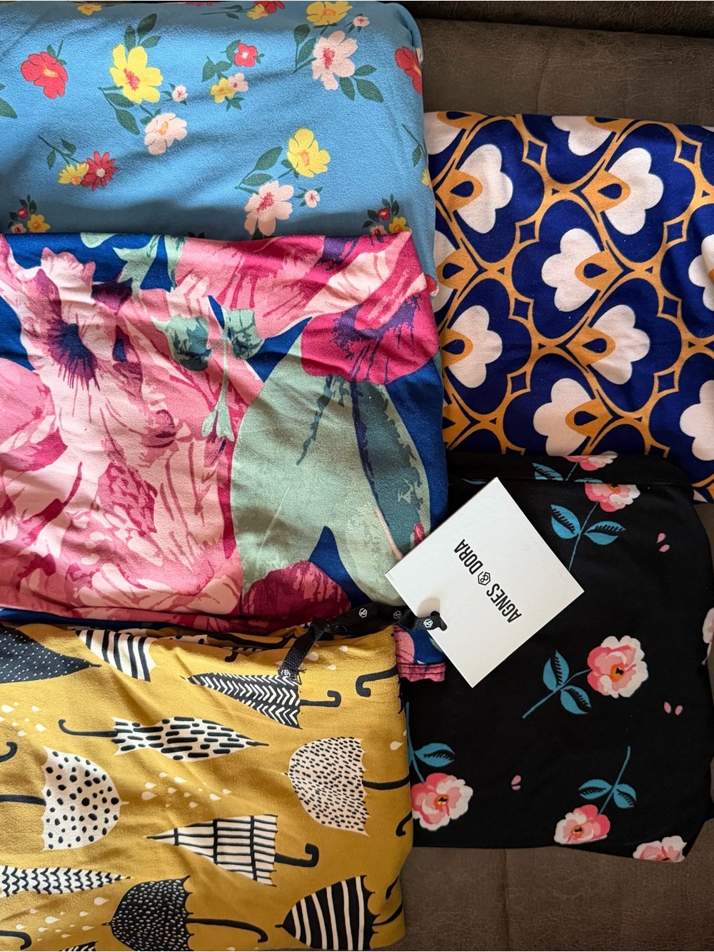 Agnes & Dora Mixed Pattern Leggings Bundle of 5 pairs- Blue, Pink, Yellow, Black